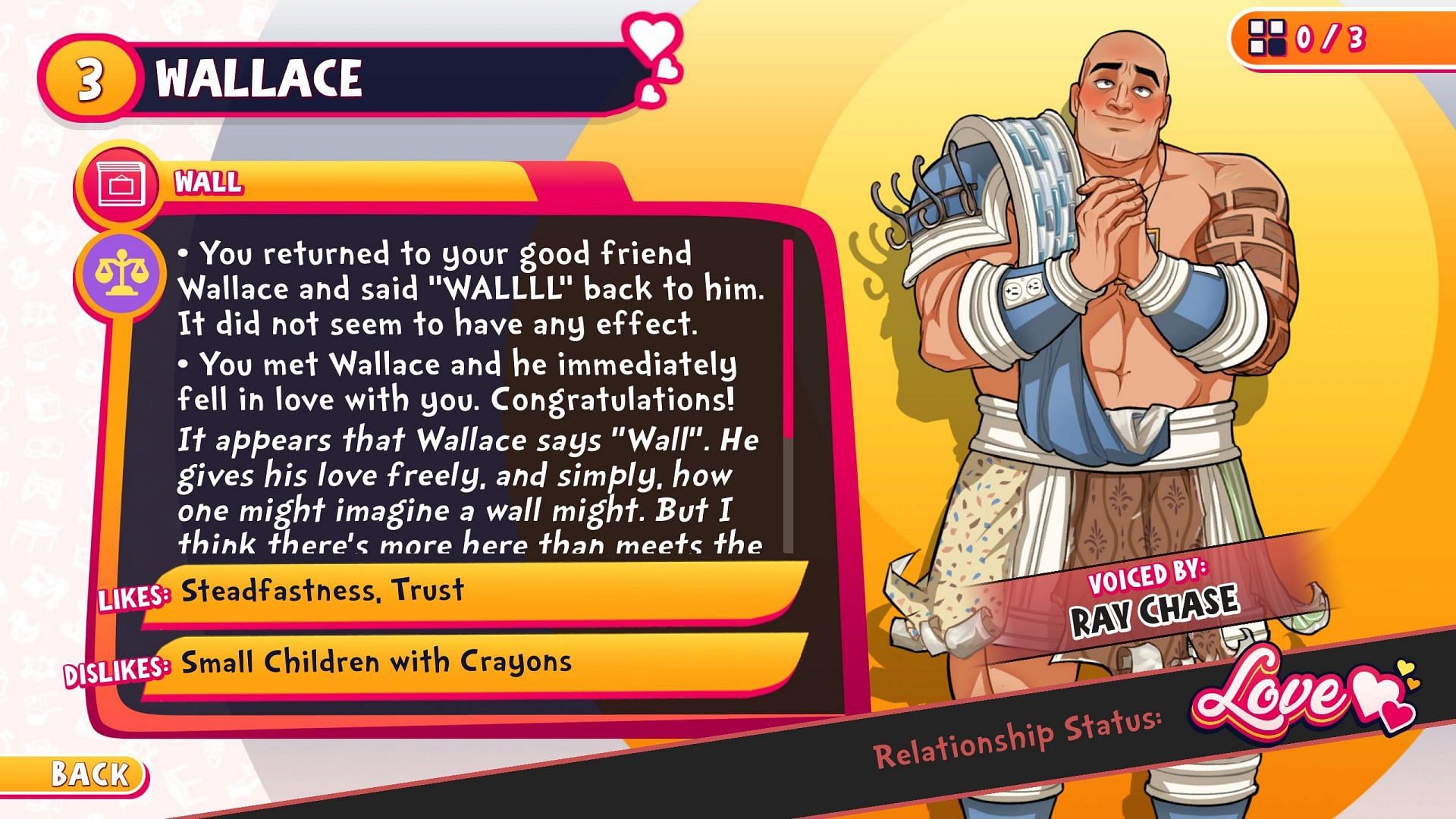 The dex keeps track of all encountered Dateables as well as their preferences (Image via Team17)